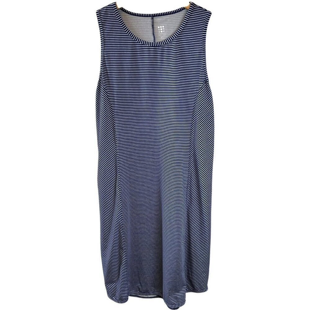 Title Nine Buttah Blue Gray Stripe Jersey Alpha Racerback Athletic Dress Size XL